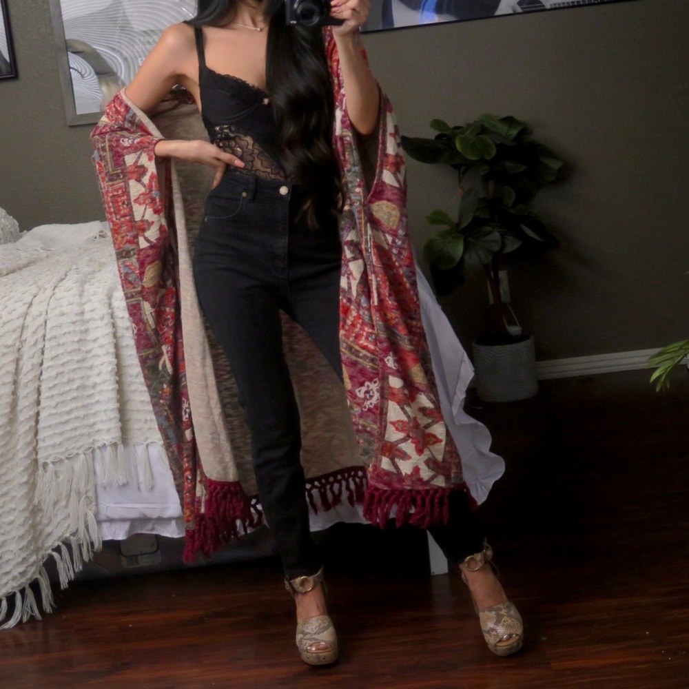 Urban Outfitters Fringe Poncho Sweater Cardigan